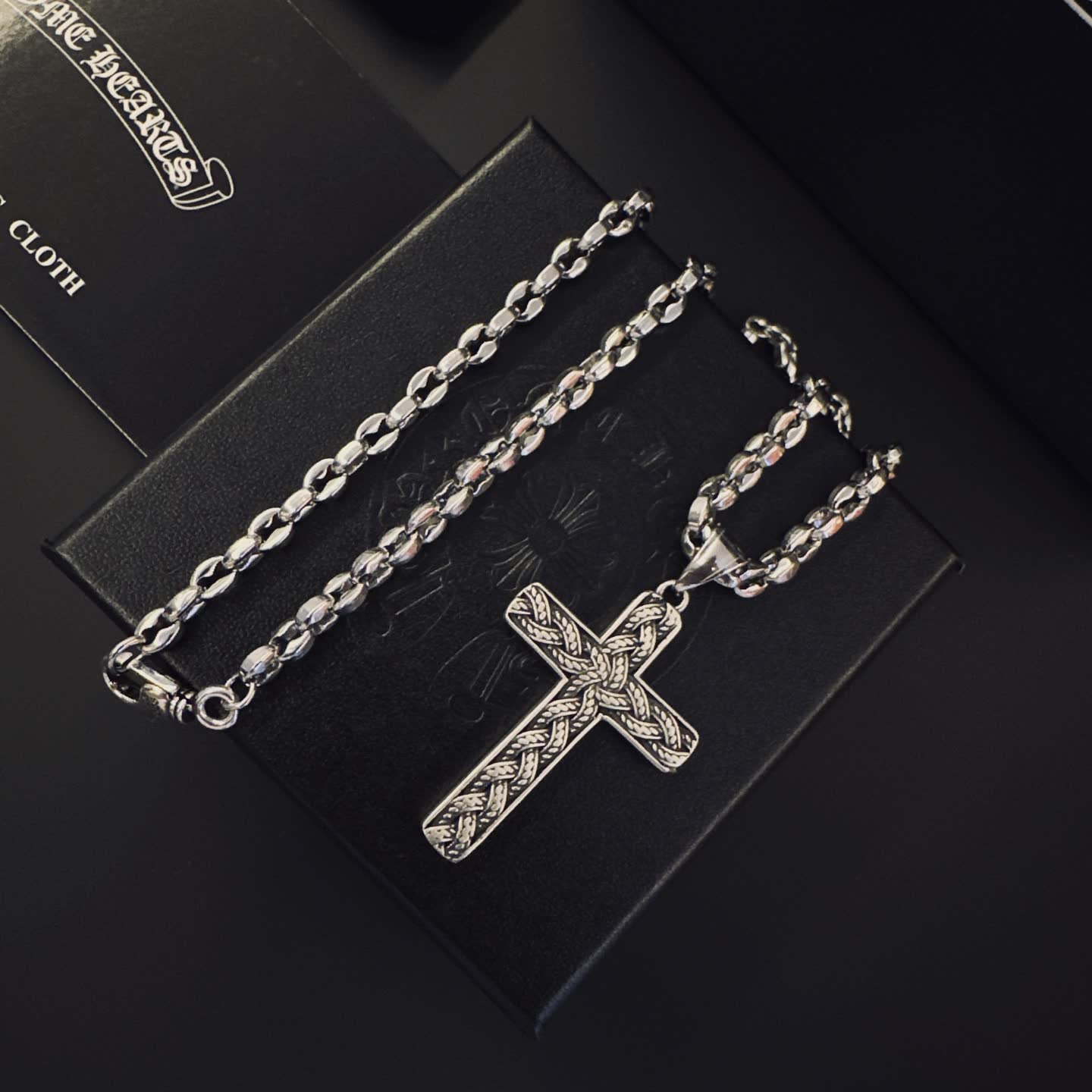Chrome Hearts Silver Cross Pendant Necklace